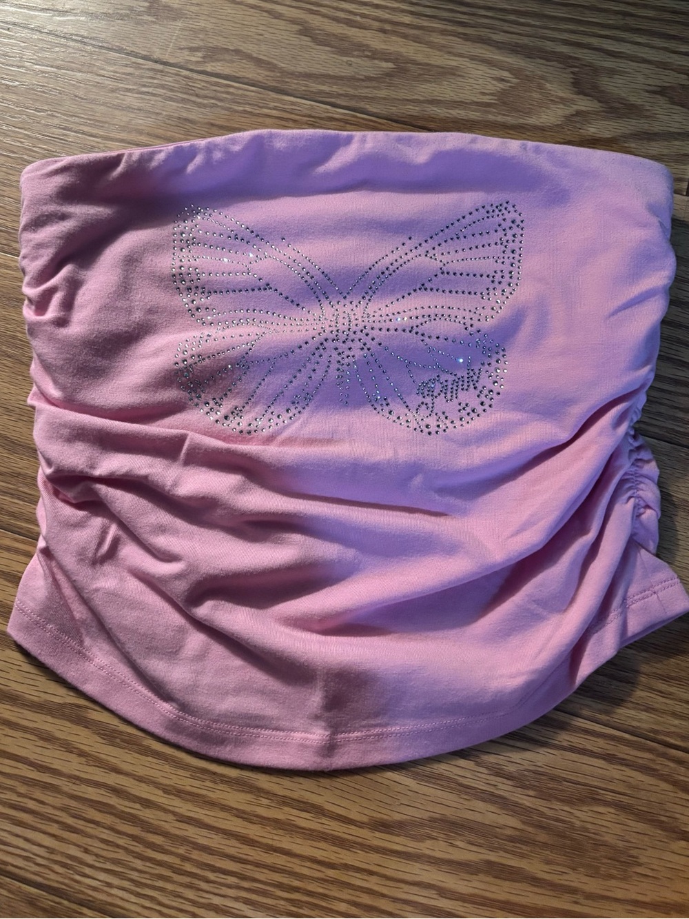 PINK Victoria's Secret Baby Pink Rhinestone Butterfly Tube Top